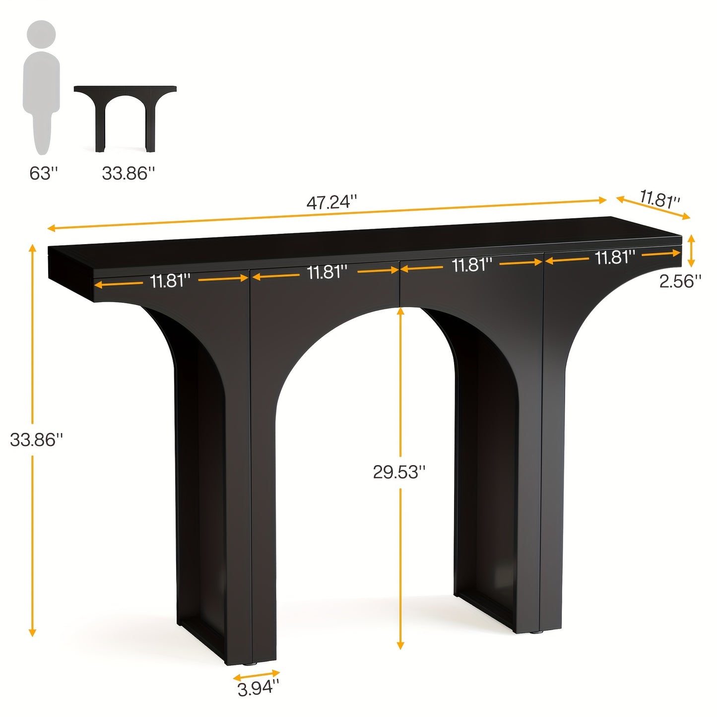 Console Table- 47-Inch Narrow Hallway Table- Black