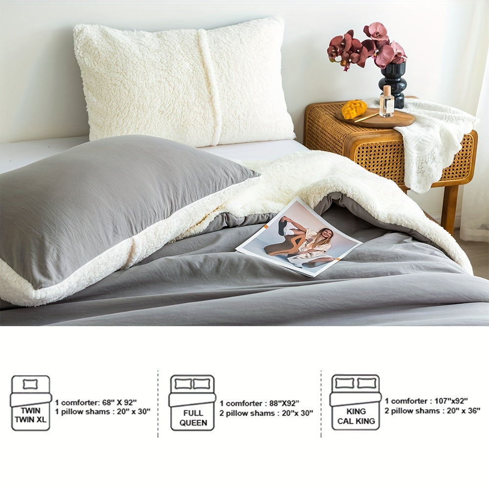Soft Reversible Sherpa Fleece Bedding Comforter Set